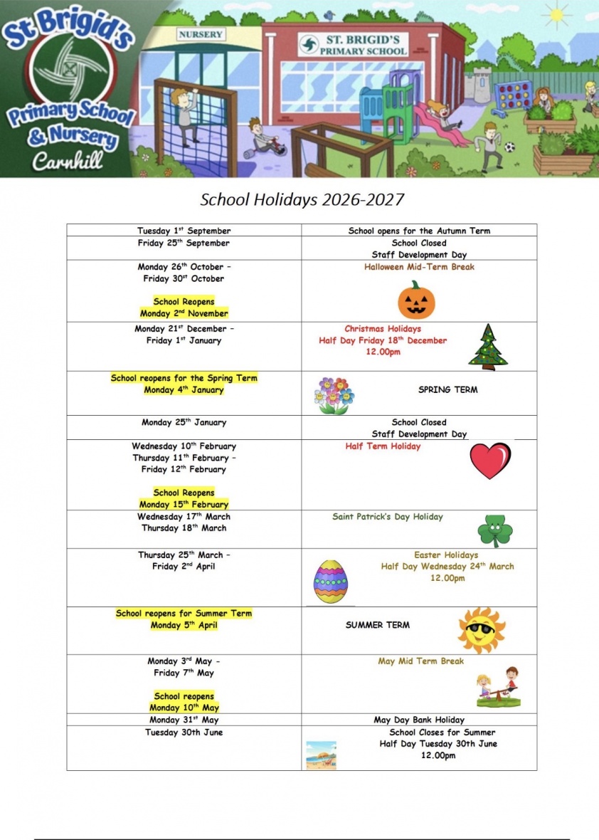 School Holidays 25/26